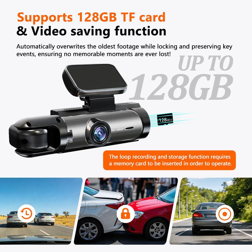 3-Channel 4K Dash Cam - Triple Recording, Night Vision, Wide Angle, WiFi, Phone Sync, Parking Monitor