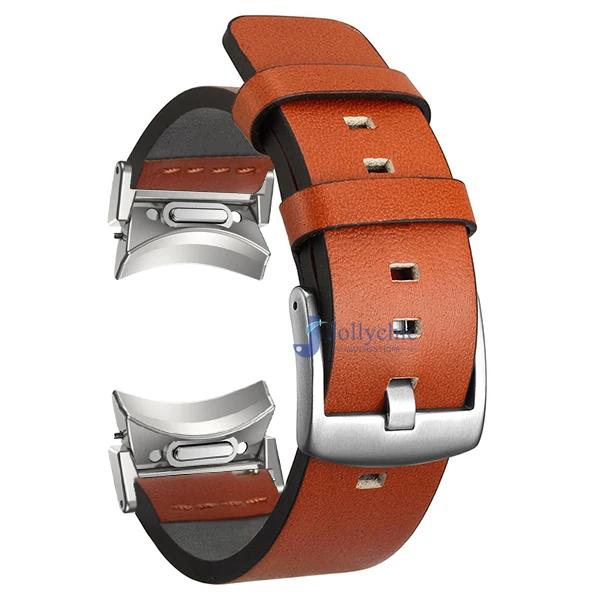 Кожаный ремешок без зазоров для Samsung Galaxy Watch 7 6 5 4 40 44 мм Ремешок с металлической пряжкой Quick fit для Galaxy Watch6 4 classic 43 47 мм