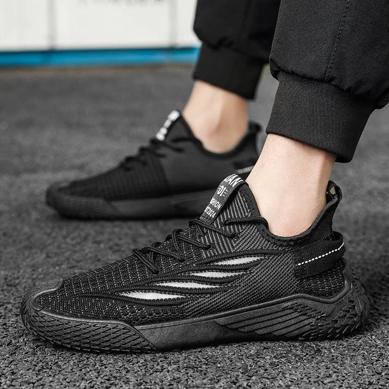 Мода 2025 Осень Повседневная Ходьба Бег Сетчатые Дышащие Плоская Подошва Вязаная Обувь Спортивная Мужская Обувь Большие Размеры Zapatillas Hombre