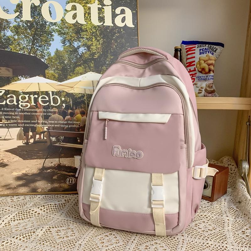Школьный рюкзак для младших школьников, женский рюкзак большой емкости, контрастный цветной рюкзак для старшеклассников