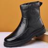 Fashion Natural Cow Leather Men Winter Boots Warm Non-Slip Genuine Leather Snow Boots Brand Cotton Shoes For Men