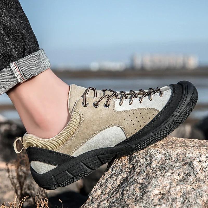 Fashion Men Outdoor Antiskid Sneakers Lightweight Breathable Lace-Up Running Tennis Shoe Comfortable Casual Hiking Shoes Plus Size 38-47