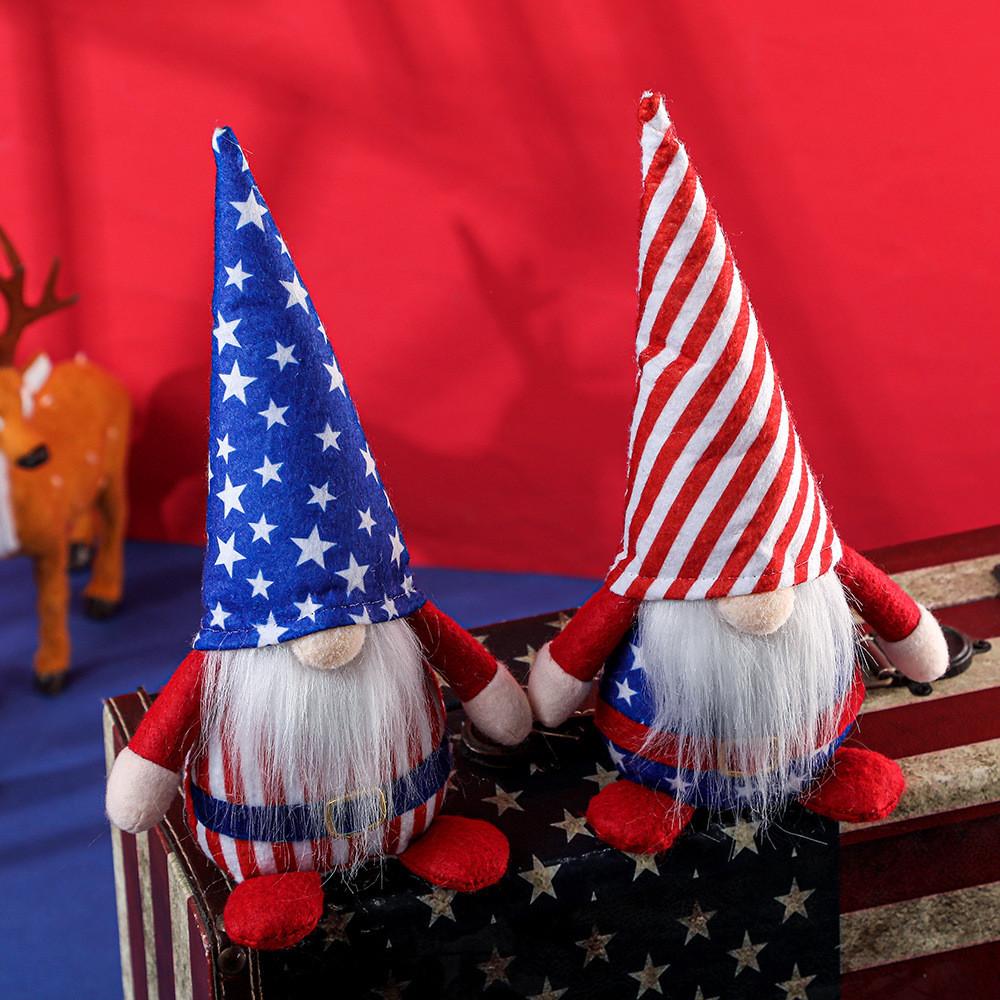 Креативное новое украшение ко Дню независимости, фигурка гнома Рудольфа в полосатой шляпе и шляпе со звездой для праздничных торжеств