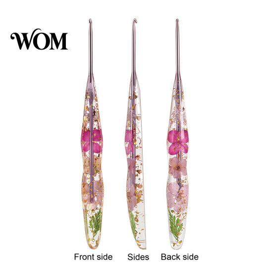Comfortable Grip Crochet Hook Resin for Beginners, Crocheting Lovers, 2.0mm-8.0mm Ergonomic Artistic with Long Floral Handle Blankets, Dolls, Shawls,
