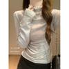 Lace Semi-turtleneck Bottoming Shirt Women's Spring German Velvet Thickened Long-sleeved Shirt Design Sense Inner Top