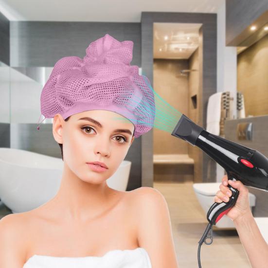 Сетчатая шапка для сушки вьющихся волос с регулируемым шнурком, мягкая впитывающая женская сетка для длинных густых вьющихся волос, быстросохнущая сетка для душа, шлепающаяся шапочка