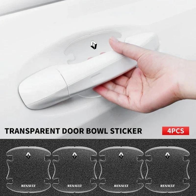 4pcs Transparent Car Door Handle Bowl Sticker For Renault Trafic Clio Laguna 2 Megane 2 3 Duster Logan Captur koleos Accessories R666