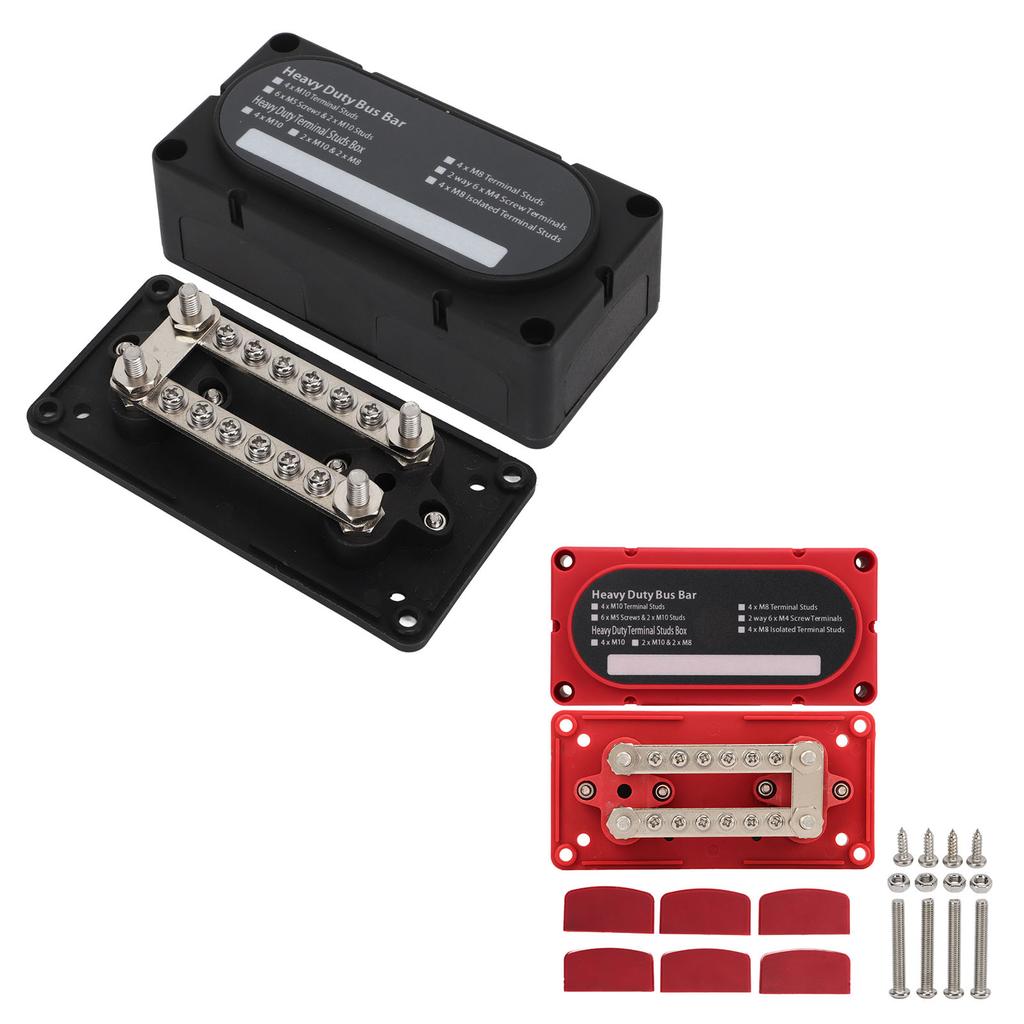 2PCS Heavy Duty Bus Bar Box Module with Cover DC48V 100A Flame Retardant for Cars Trucks RVs Ships B