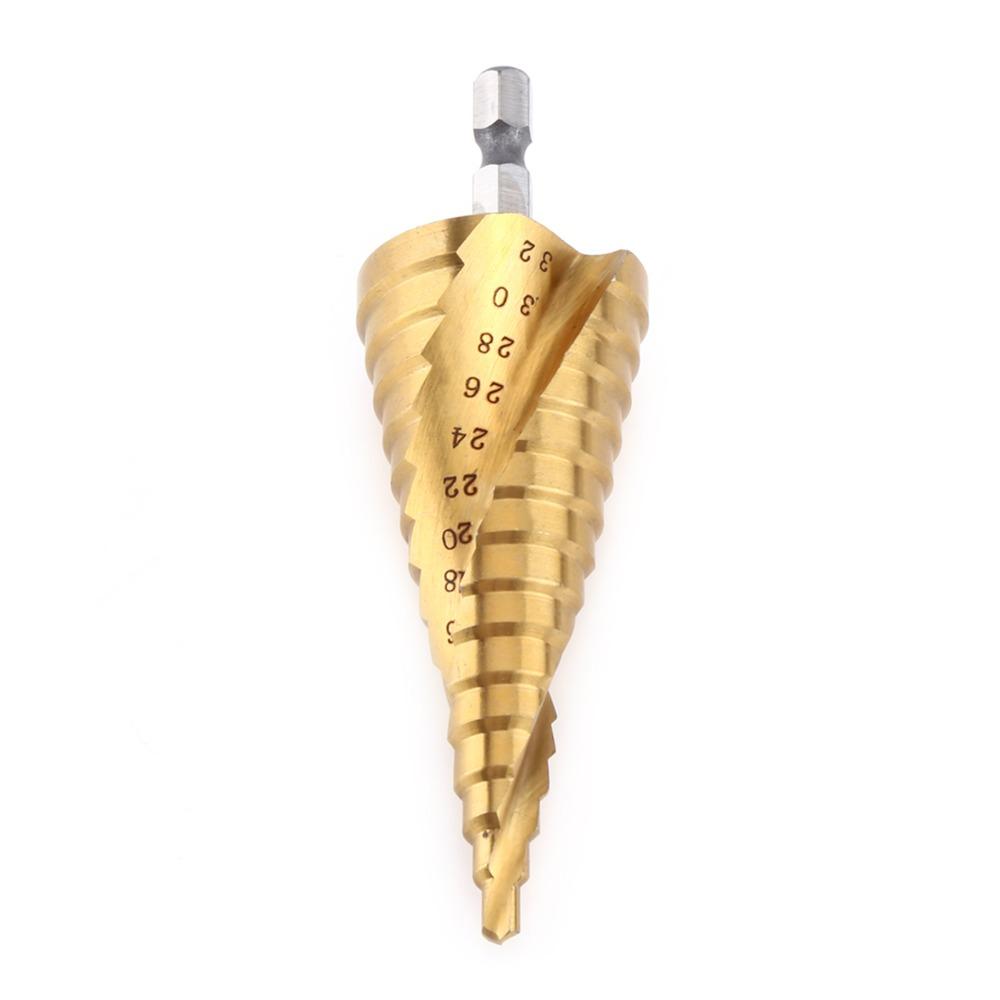 Hex Shank Step Drill Bit Titanium Coated Titanium Coated Drill Bit Drilling Wood