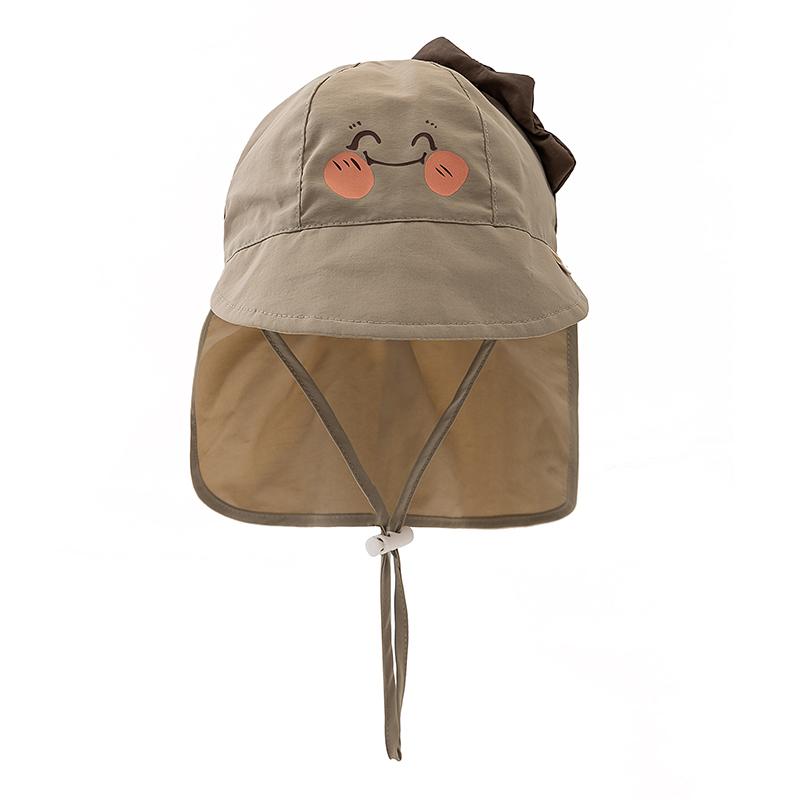 Cute Baby Summer Hat with Shawl Cartoon Kids Sun Hats for Girls Boys Neck Protection Baby Baseball Cap Children Panama Hat 3-12M