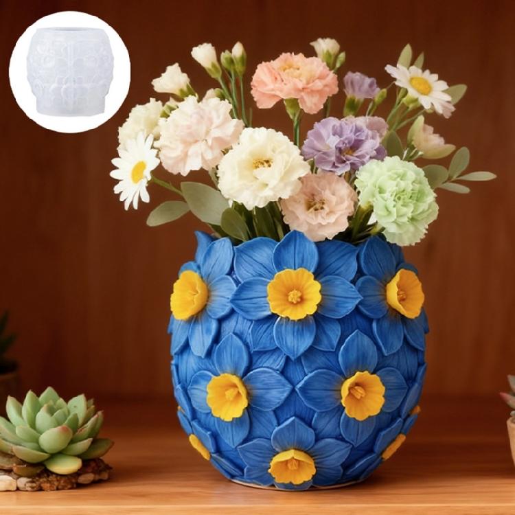 Силиконовая форма для поделок с дизайном нарцисса для DIY-проектов: изготовление украшений из смолы, органайзеров, цветочных горшков, декора для дома