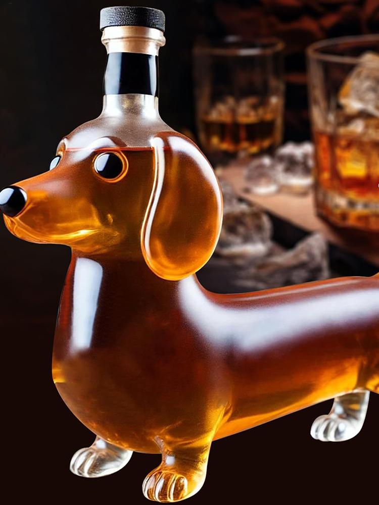 Whiskey Glass Bottle Dachshund Dog Shape Empty Liquor Bottle Decorative Decanter Animal Statue Wine Container