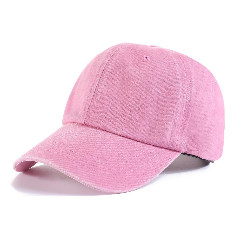 American soft-top baseball cap women's old washed peaked cap solid color sports sun hat men's light board curved brim hat