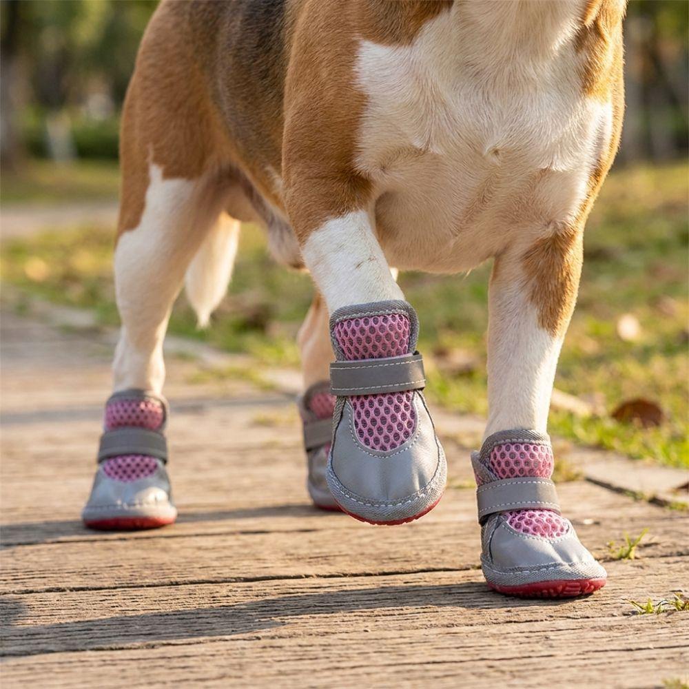 4Pcs Breathable Pet Net Boots Non-Slip Puppy Foot Covers Dog Paw Protectors Hot Pavement