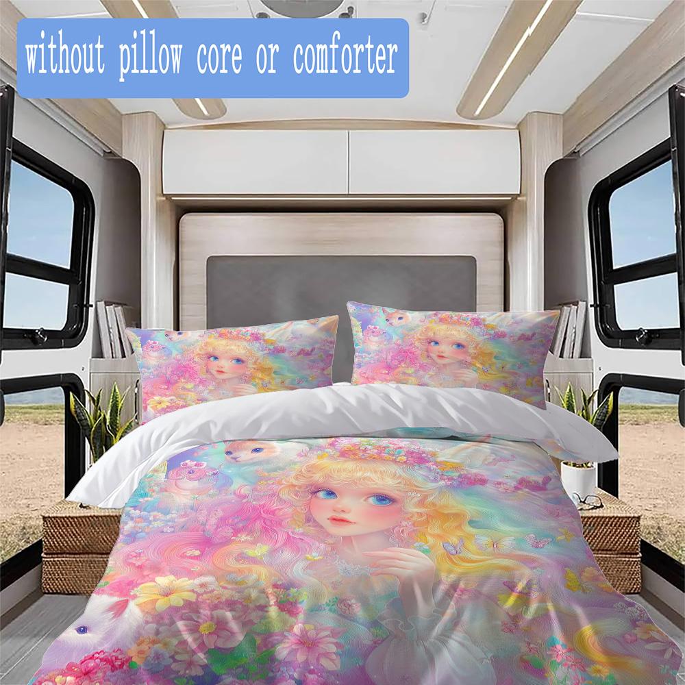 Dreamy colorful girl Pattern Bedding,Quilt Set Quilt Cover Pillowcase Home Birthday Gift (1*duvet cover+2*pillowcase,without core)XSJT0917424