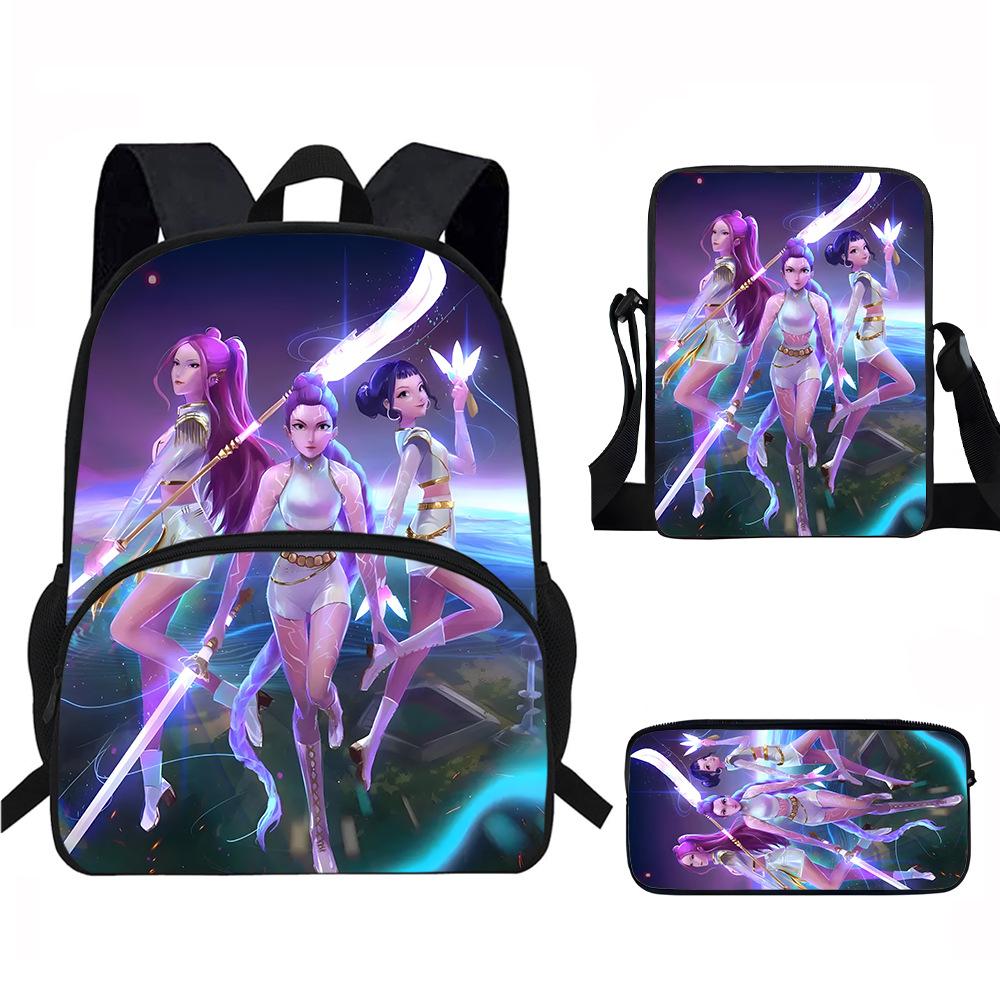 K-Pop Demon Hunters 3-Piece Student Backpack Set Anime-Themed Trendy Printed Backpack Set