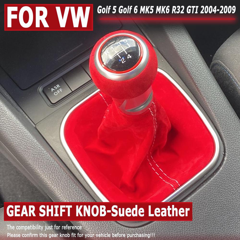 Manual 5 6 Speed Gear Shift Knob Complete Suede Leather Gaiter Boot For Volkswagen VW Golf 5 Golf 6 MK5 MK6 R32 GTI 2004-2009