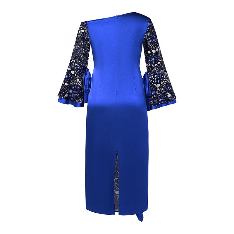 Женские платья больших размеров с открытыми плечами, оборками и длинными рукавами с принтом