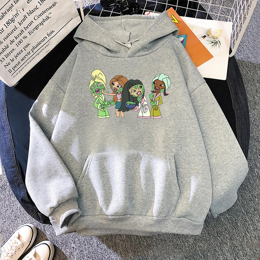 Худи с надписью Bratz Женские Повседневные Свитшоты с Круглым Вырезом Мужские Kpop Спортивная Одежда Флис Теплый Флис Свободное Худи Зеленый