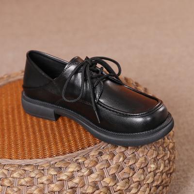 Lefu Shoes Women's 2024 New Matsuke Lace Up Heightening JK College English Style Small Leather Shoes Women's Single Shoes