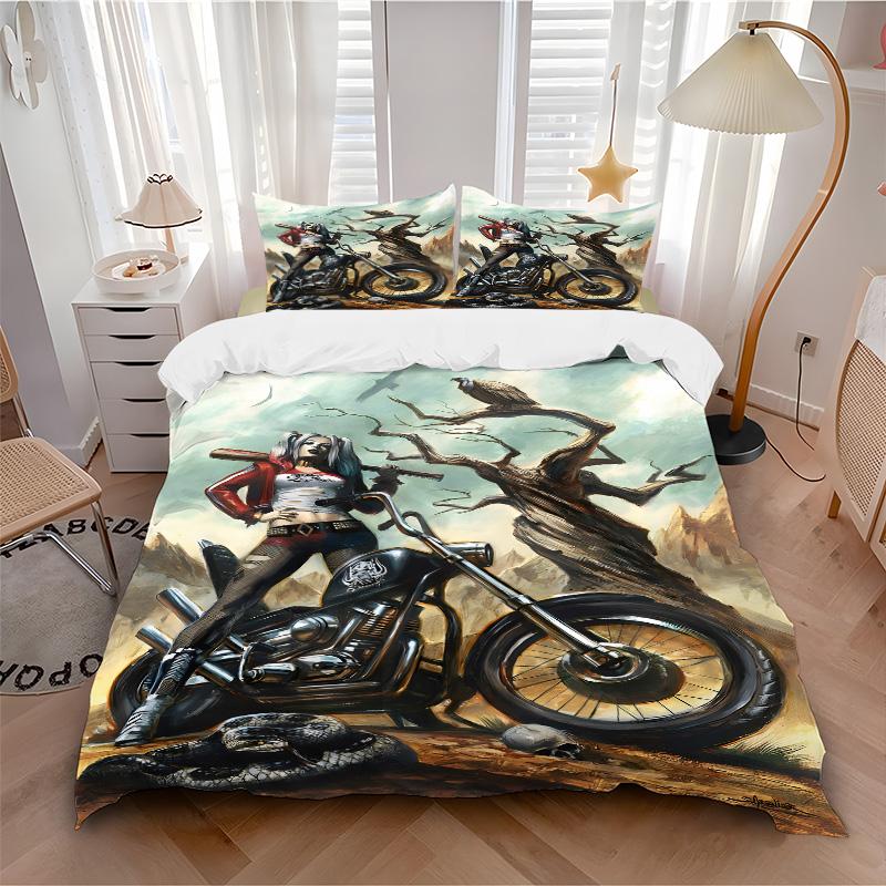 Harley Quinn Motorcycle Ride Print 3Pcs Bedding Setduvet Cover With 2 Bedropillowcase Home Birthday Gift