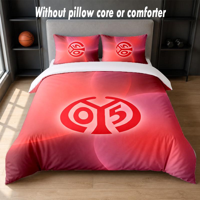 Mainz FC Design Bed Bedding Set 1 Duvet Cover + 2 Pillowcases Soft Breathable Household Bed Linens