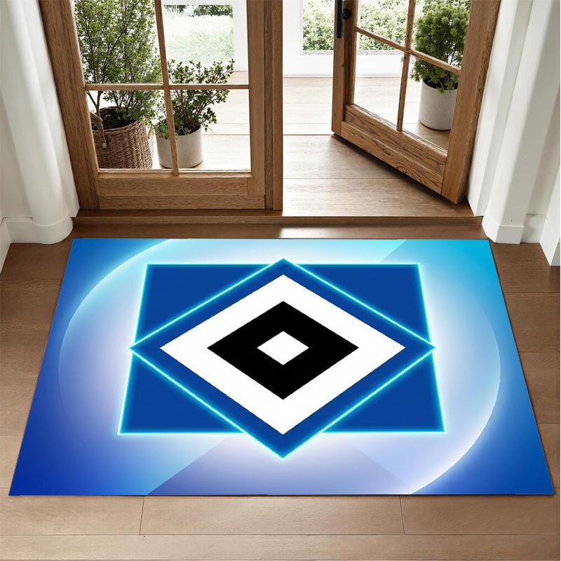 Hamburger SV Football Design Crystal Velvet Rug Soft Decorative Mat for Bedroom Entrance