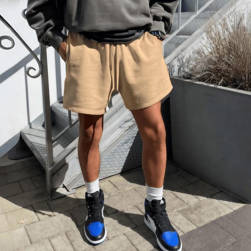 Мужские спортивные повседневные шорты однотонной расцветки