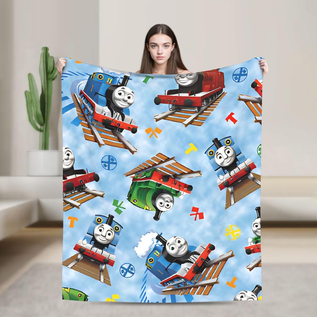 T-Thomas The Train Friends Blankets Camping Flannel Throw Blanket For Couch Chair Super Warm Custom Quality Bedspread Gift