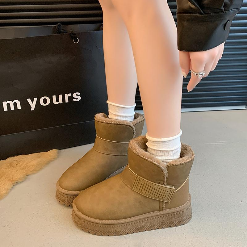 Мода 2024 года Брендовая обувь для женщин Ботильоны женские Модные повседневные ботинки с круглым носком Женские зимние короткие плюшевые однотонные зимние ботинки Zapatos