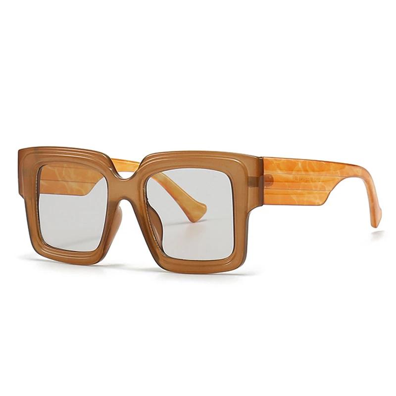 SHAUNA Fashion Oversized Square Candy Color Women Sunglasses Retro Clear Light Gray Eyewear Men Green Pink Wide Legs Sun Glasses