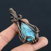 Ravishing Tibetan Turquoise Gemstone Handmade Copper Wire Wrap Jewelry Pendant For Women