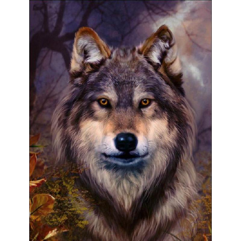 DIY Wolf 5D Diamond Painting Animal Rhinestone Full Round Drill Diamond Embroidery Mosaic Handmade Art Wall Art Home Decor