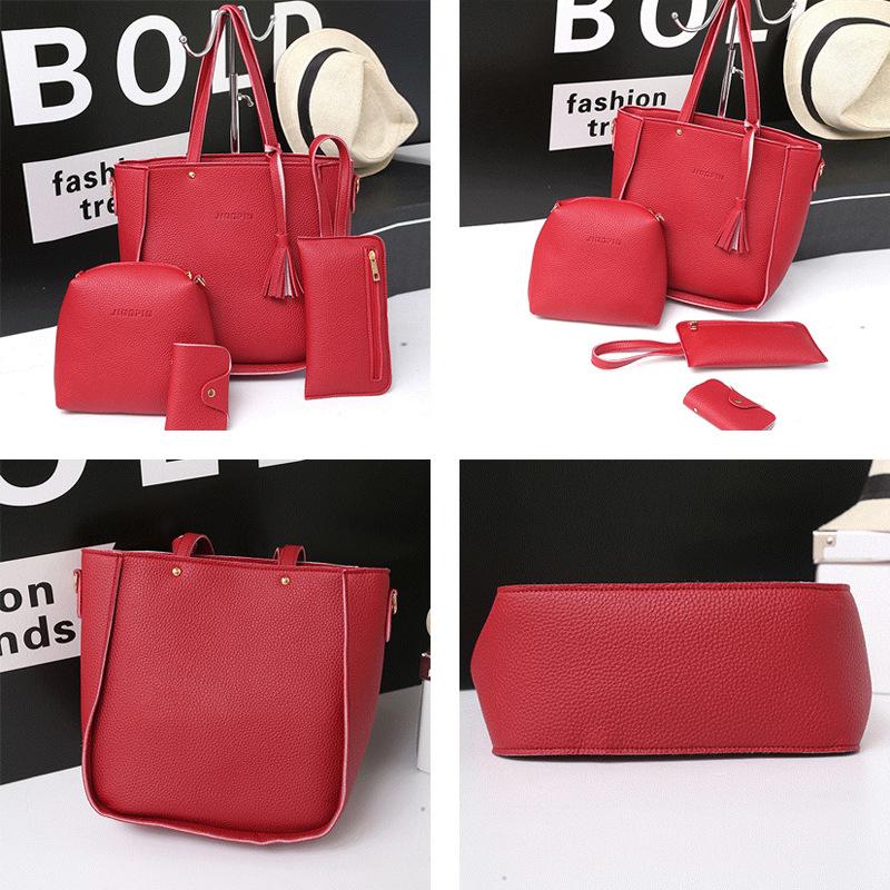 Новая сумка для мамы и ребенка с узором личи, набор из четырех предметов, сумка-ведро, сумка на плечо с бахромой, женская сумка, большая сумка, сумка-мессенджер