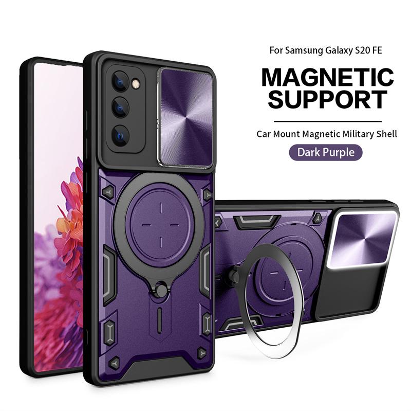 For Samsung Galaxy S20 FE 5G Case Magnetic Metal Ring Holder Armor Cases For Galaxy S20 FE 2022 S20FE Slide Lens Protect Cover