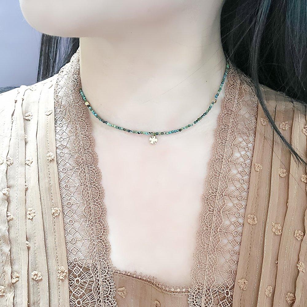 2mm turquoise gemstone necklace