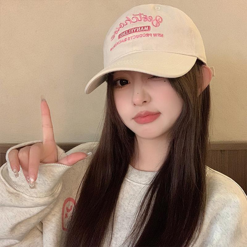 Женская Розовая Бейсболка с Вышивкой Мягкий Хлопок Snapback Козырек Кепка Женская Девушка JK Корейский Y2K Наружная Спортивная Кепка