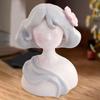 Girl Statue Sculpture Desktop Ornament Handcrafted Half Body Figurine Adorable for Bookshelf Office