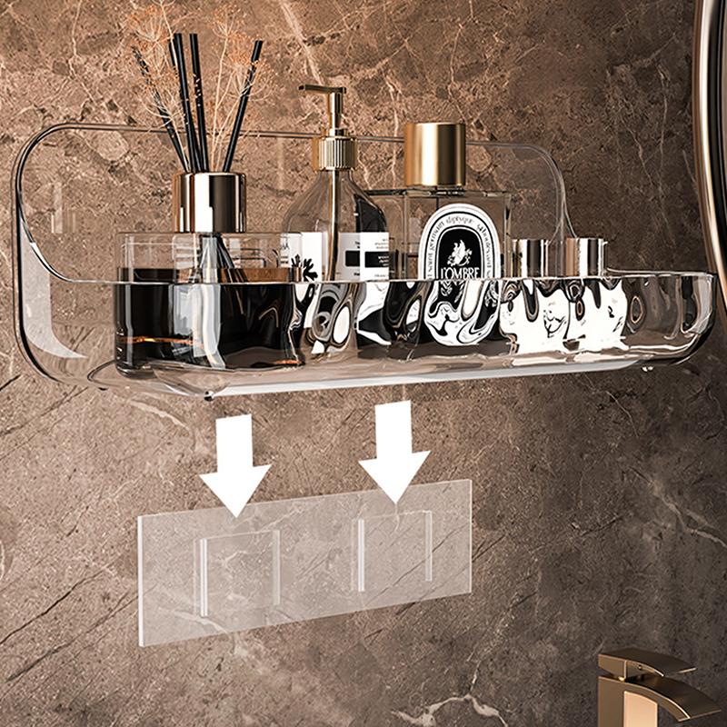 Bathroom Transparent Shelf Rack Wall-Mounted Washbasin No-Punch Washroom Wall Mounted Cosmetic Storage Transparent Shelf