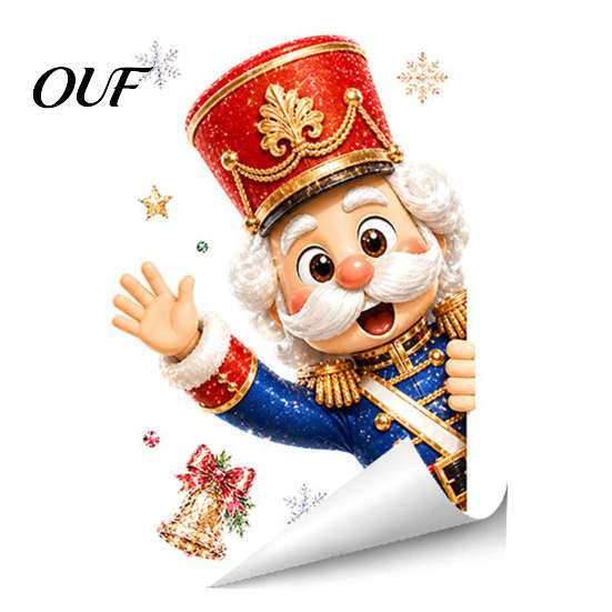 Decorative Window Film Christmas Static Clings, Removable Glass Decals, Snowman Santa Reindeer Nutcracker Winter Holiday Art with Snowflakes, Reusable