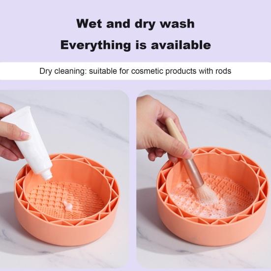 Silicone Makeup Brush Cleaner Bowl 4 Textures Multifunctional Cosmetic Brush Powder Puff Sponge Cleaning Washing Tool Drying Holder
