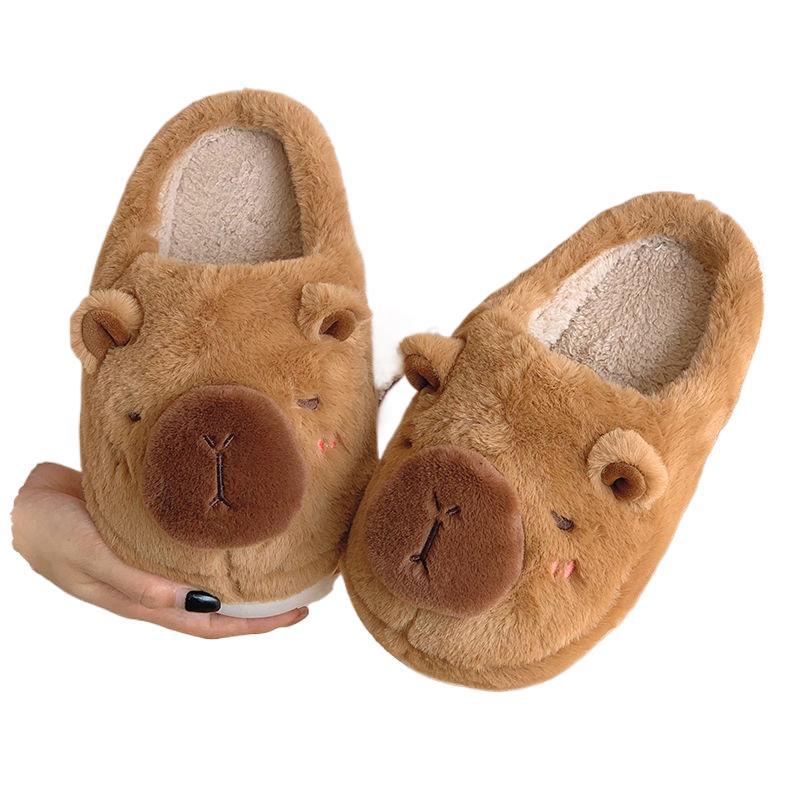 Capybara Slippers Non-slip Pufferfish Ladies Kids Home Cotton Shoes Boys Man Cute Kapibala Girls Plush Slipper
