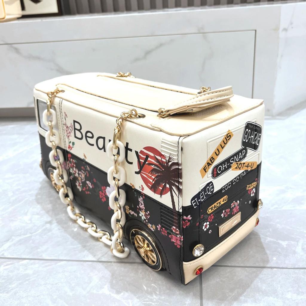 Luxury Designer Bags and Bags  Funny Bus Shape Bag  PU Leather  Women's Evening Bag  Wedding Party  High Quality