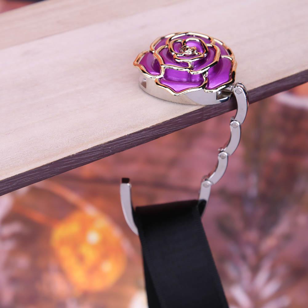 Металлическая вешалка с крючком, уникальный складной узор с розой, модный настольный крючок, 1 шт., кошелек из сплава, сумки, детали, аксессуары