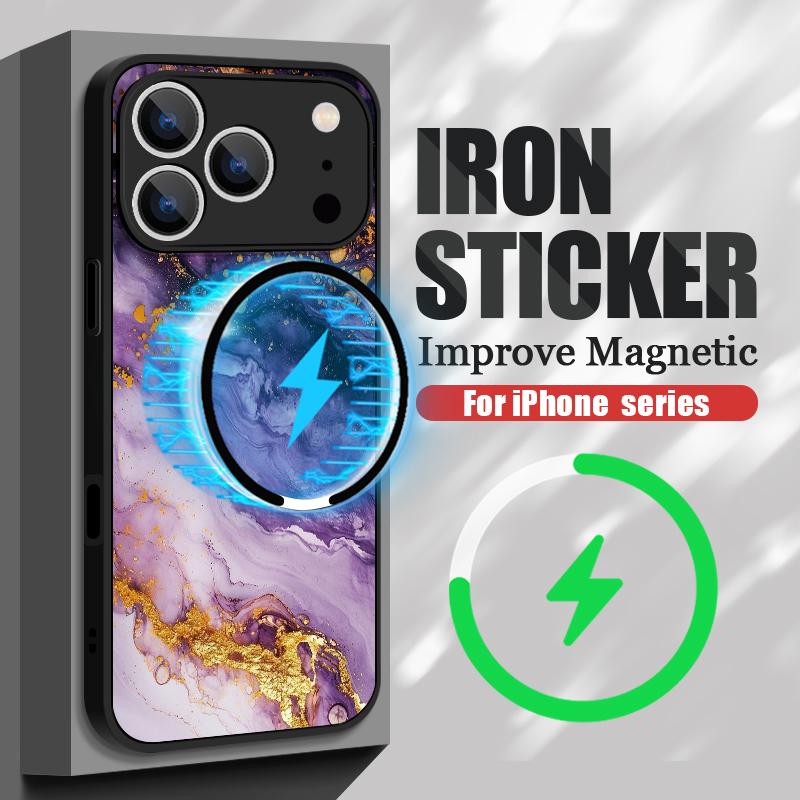 Тонкое магнитное кольцо для чехла Magsafe для iPhone 17 Pro Max Чехол iPhone 16 15 14 13 Pro Max 17E Фиолетовый Мраморный узор Гибридный ТПУ+ПК Матовая крышка