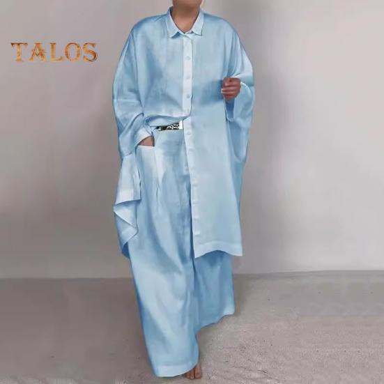 2 шт./компл., осенне-весенняя женская рубашка и брюки, комплект, блузка на пуговицах с длинными рукавами и лацканами с нагрудным карманом, эластичные брюки на талии, OL для поездок на работу, спорт