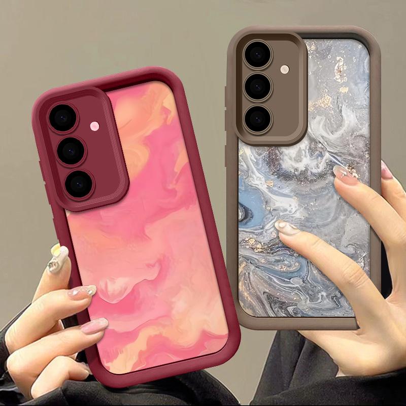 Ударопрочный чехол с рисунком морской волны для Samsung S24 FE S23 Ultra S22 S21 A16 A55 A15 A35 A54 A25 A34 A14 TPU защита линз мягкий матовый чехол для телефона