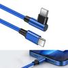60W Power Delivery Type C Cable Right Angle Connector Nylon Braided Fast Charge And Data Cord For Phone Pad