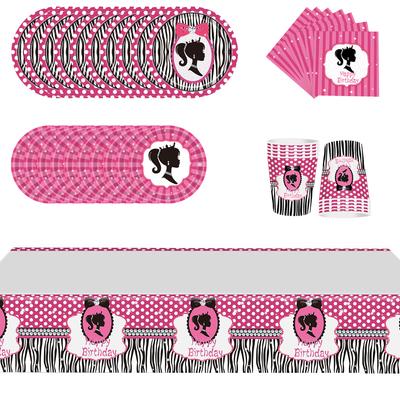 51 шт., принадлежности для вечеринки по случаю дня рождения Барби включают тарелки, салфетки, чашки, скатерть