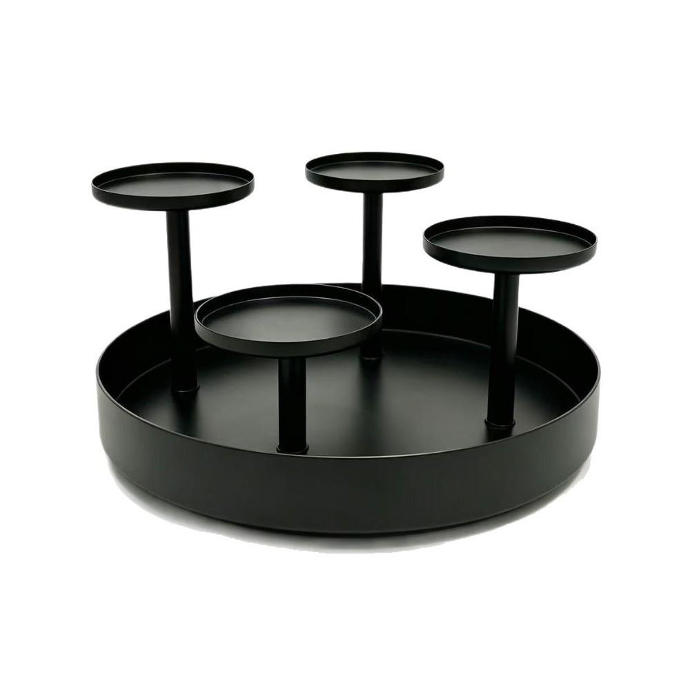 with Drip Tray Metal Candelabra Matte Black Pillar Candlestick for Party Table Centerpiece Decor